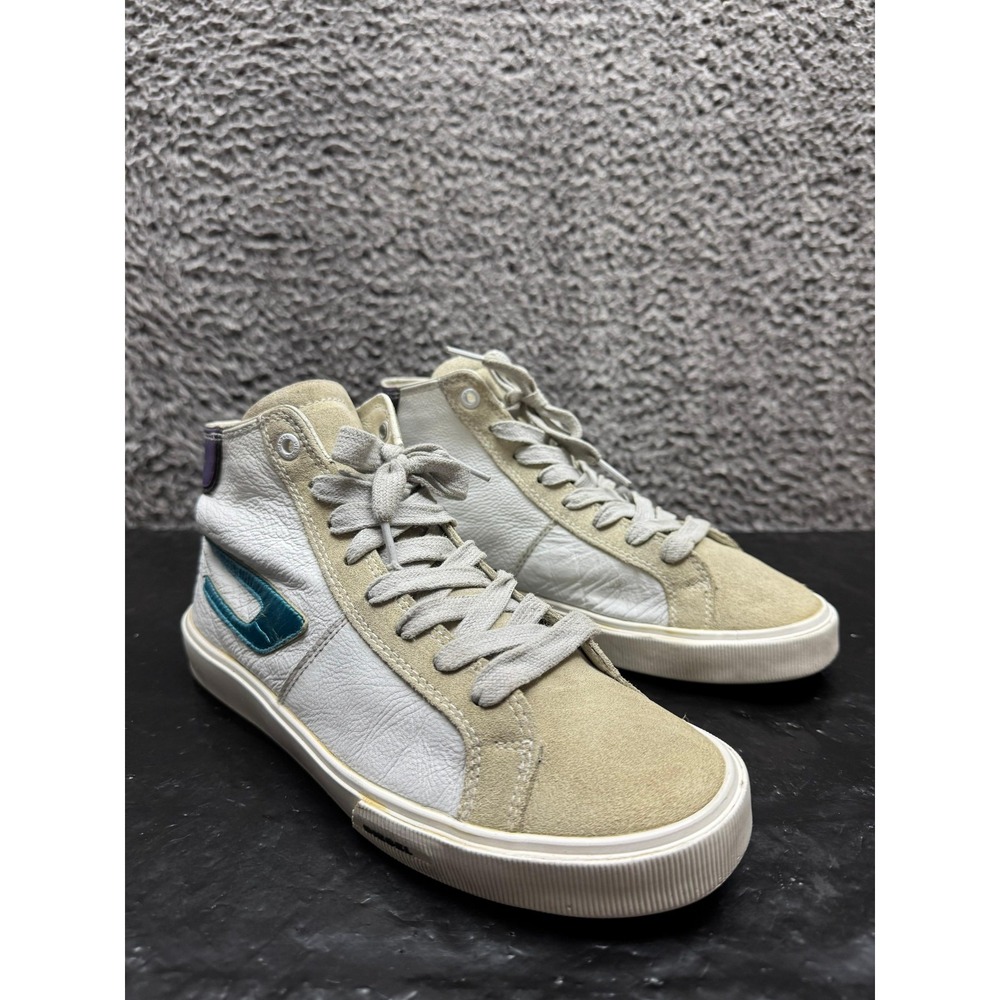 Diesel S-Mydori Ml High Top Sneakers Star White‎ Royal Purple Womens Size 7.5 US
